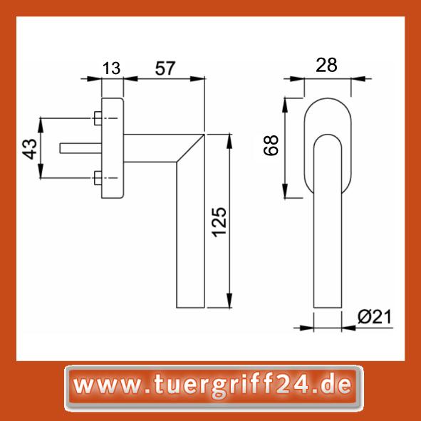 Hoppe Amsterdam Edelstahl Fenstergriff F69 Vierkantstift 7/35 mm, E0400/U30, 2807318, EAN 4012789205732